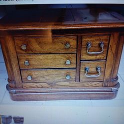 WOODEN COFFEE TABLE W. METAL HOT PLATE ON TOP