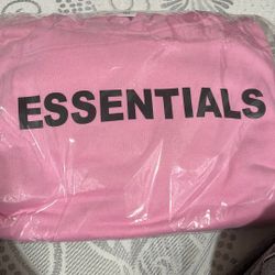 3 medium hoodies for sale: spider hoodie(blue), essentials hoodie(pink), denim hoodie(red).