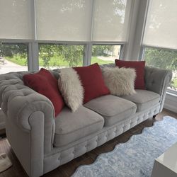 Tufted Gray Couch 