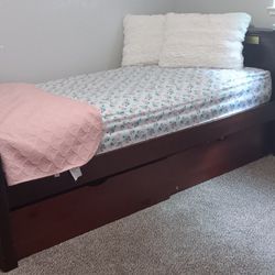 Bed frame with mattress and storage 