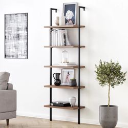Nathan James Theo Ladder Bookshelf Oak Black