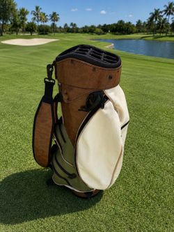 Vintage Belding Leather 14-Way Divide Golf Cart Bag Some Wear see pics