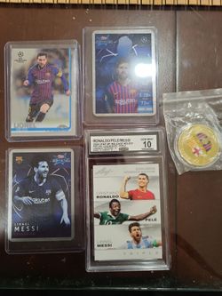 Messi cards and coin