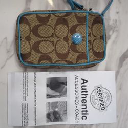 Coach Wristlet Brown & Blue COA
