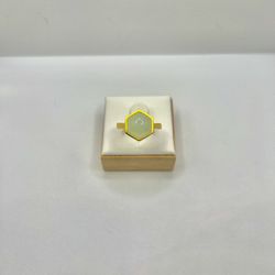 Rhombus Green Jade Gold Ring - Size 7
