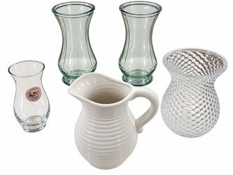 Mixed Glass and Ceramic Vase Set of 5