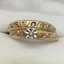 10K Yellow Gold Genuine Diamond Wedding Set