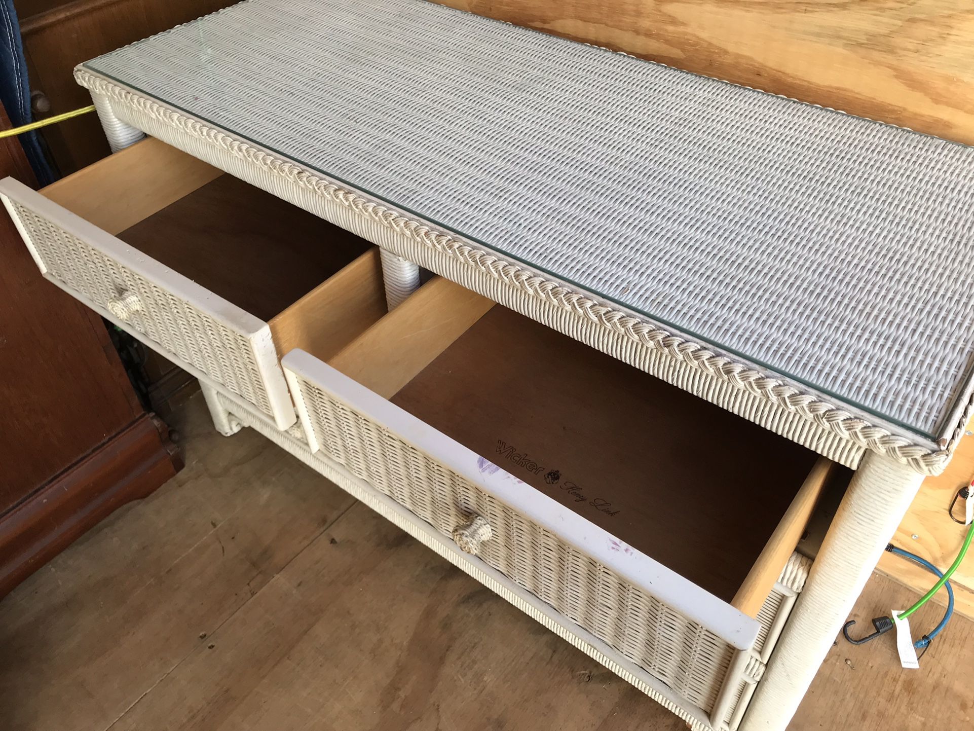 Vintage White Wicker Henry Link Lexington Double Dresser