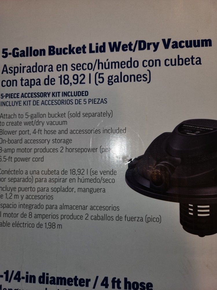 PROJECT SOURCE 5-GALLON BUCKET LID WET/DRY VACUUM