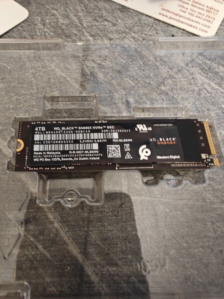 Western Digital 4TB Nvme SN850X SSD Pcie 4.0 Gaming