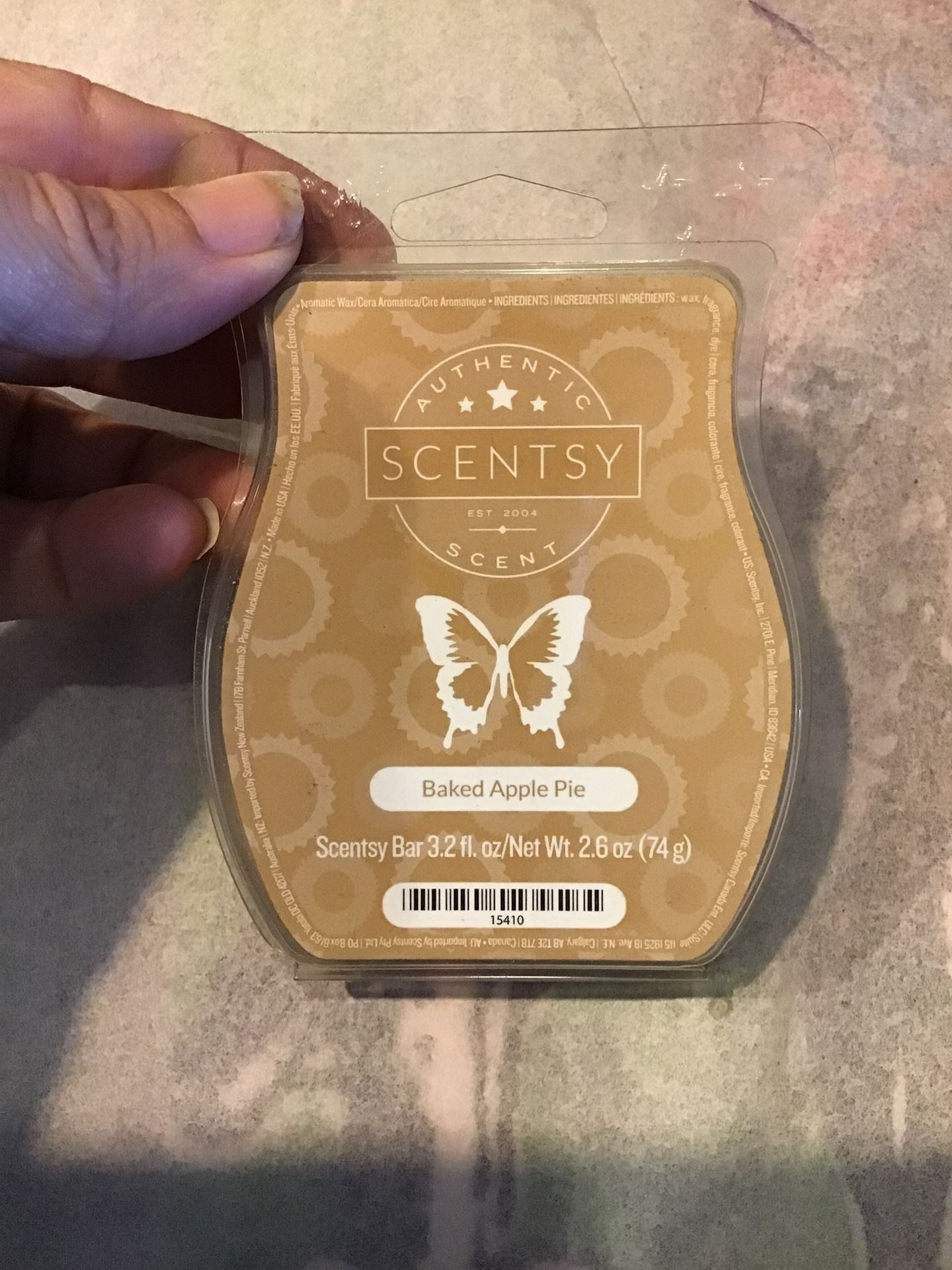 Scentsy Authentic Scent Baked Apple Pie Wax Bar -NEW
