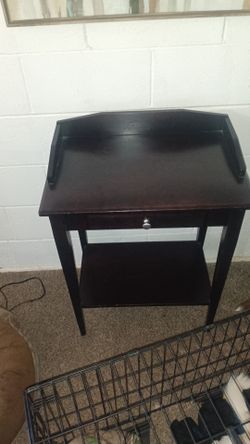 Dark Wood Side Table with Drawer