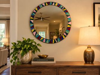 Beautiful handmade stained glass mirror
