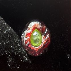 Genuine Ruby And Peridot Handcarved In France Pendant 