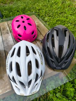 3 bicycle helmets