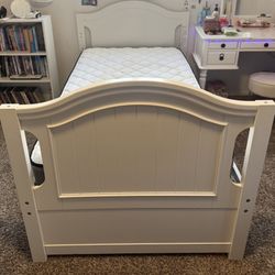 White Wood Twin Bed Frame 