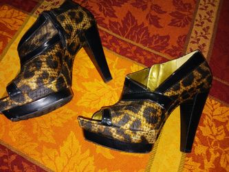 Funky Unique Carlos Santana Leopard style Shoe Boot Worn A Few Times.