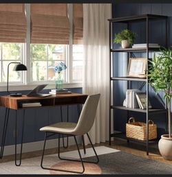 Hairpin Writing Desk with Storage Brown - Threshold™: Walnut Finish, Metal Legs, Open Compartments
