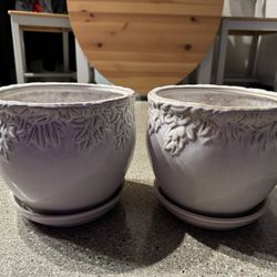 Matching Ceramic Pots w/Ivy details - 9.25” 