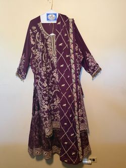 Purple and gold lehenga for wedding guest special event