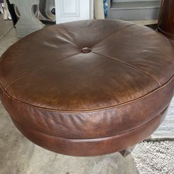 Leather Round Cocktail Table 