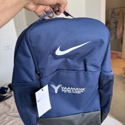 Navy Blue Nike Backpack With Black Leather 