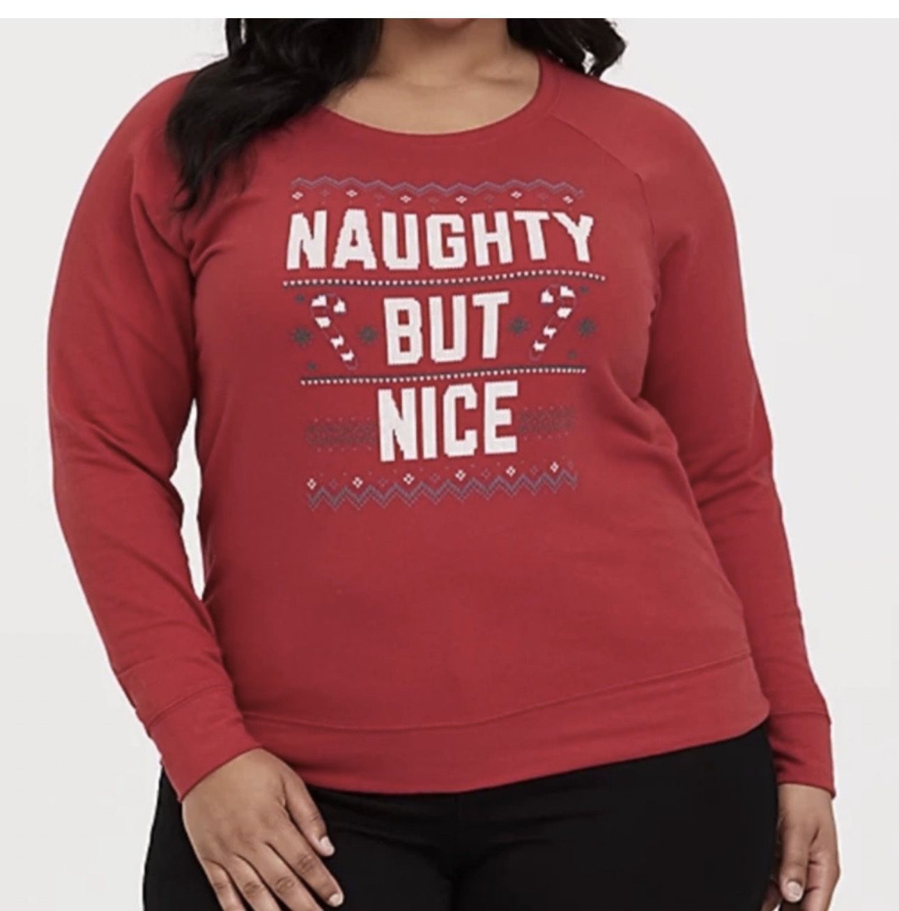 Torrid Naughty but Nice Red Christmas Sweatshirt Size 1