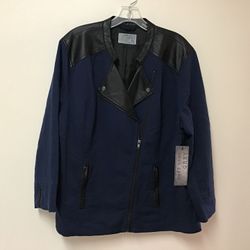 Women’s RUFF HEWN gray light weight linen & cotton fully lined zip up jacket size-XL