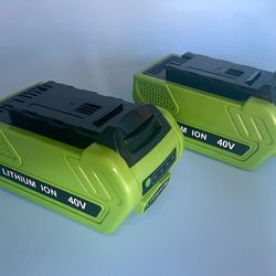 2-Pack Lithium Ion 40V 6.0Ah Battery Replacement for GREENWORKS