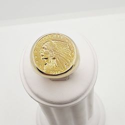 14k Gold Ring With $2.50 Indian Gold Coin