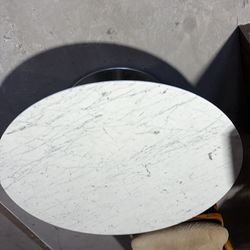 Faux Marble Round Coffee Table with stainless steel pedestal