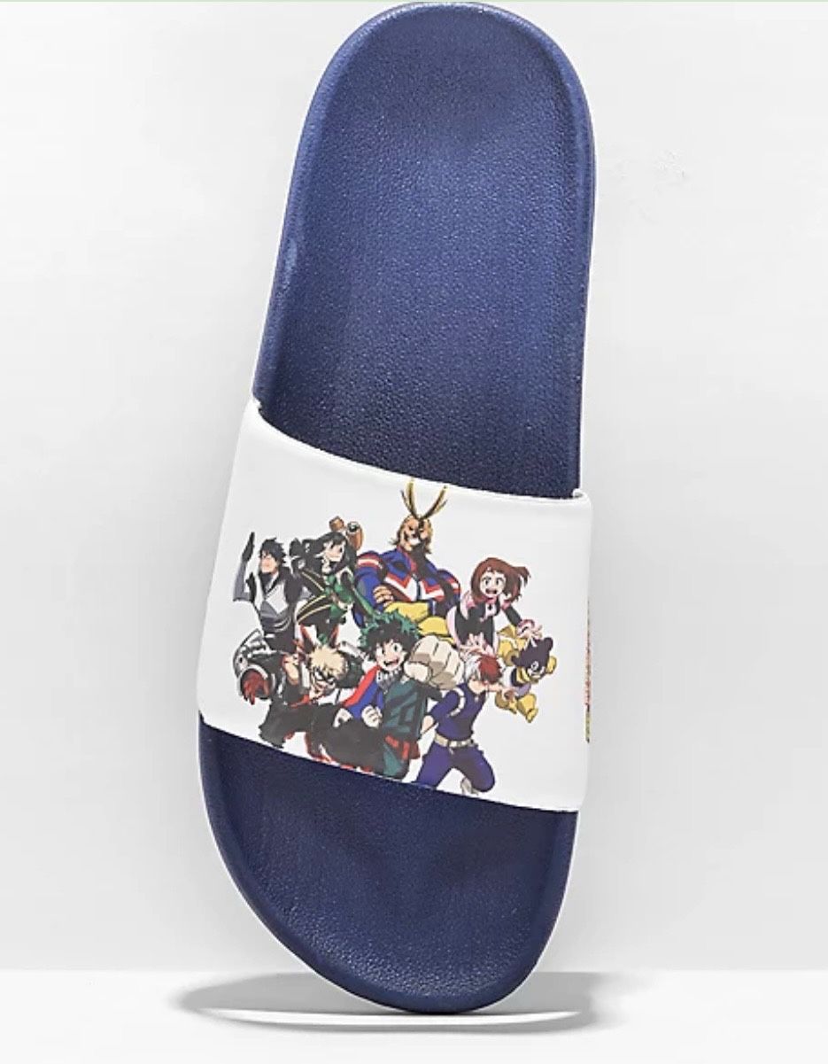 BRAND NEW IN PACKAGE Primitive Men's x My Hero Academia Blue Slides Sandals Shoes  Size 7 Men / 8.5 Women 
