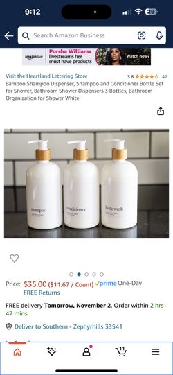 3 Pc New Bamboo Shower Dispenser Set 