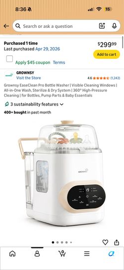 Grownsy Bottle Washer Sterilizer and  Dryer