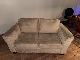 Beige Microfiber Loveseat Sofa