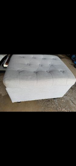 24x18x17” Grey Studded Small Ottoman Bench