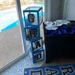 2026 Blue And Black Grad Party Decor