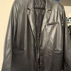 Women’s Faux Leather Blazer Jacket 