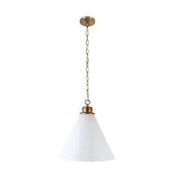   Canto 15.88" Wide Pendant with Glass Shade- Brass/White Milk