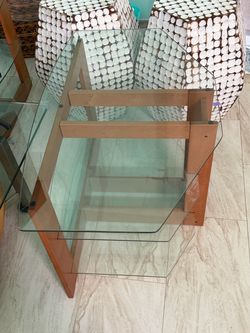 Two-Tier Glass and Wood Side Table