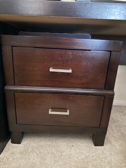 Wood Two Drawer Nightstand