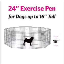 Wire Dog Exercise Pen with Step-Thru Door, Black E-Coat, 24-in