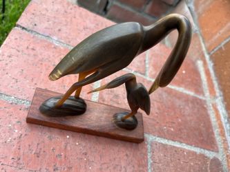 Vintage hand carved horn crane/stork