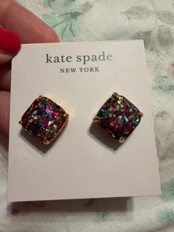 Kate spade square glitter earrings NWT