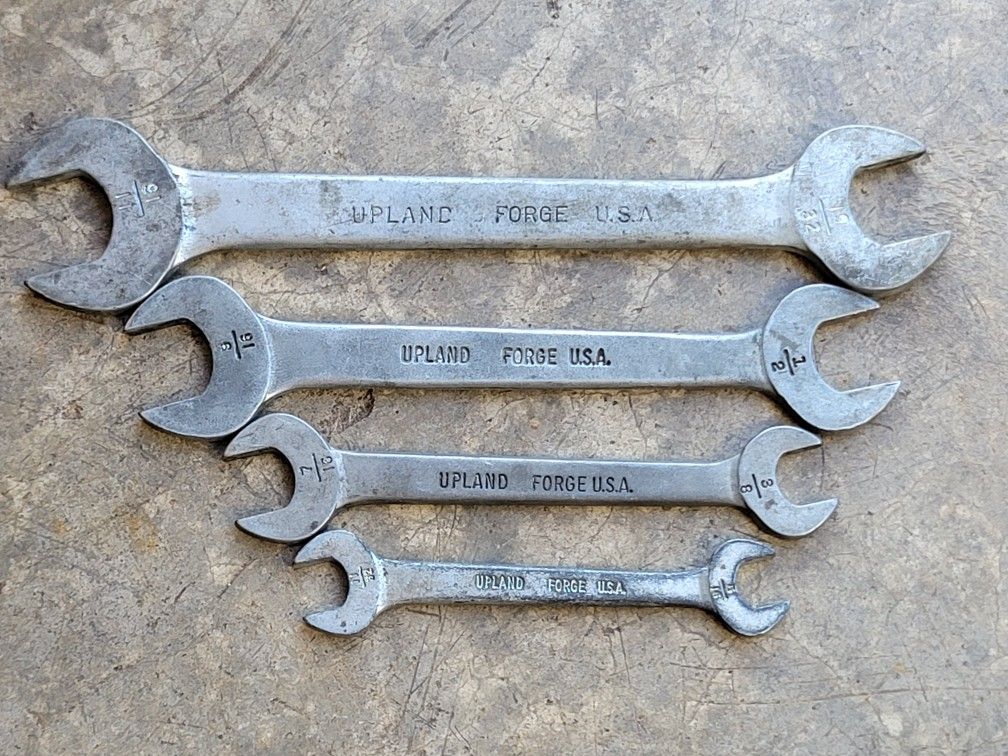 Set of 4 Vintage US Made Upland Forge Open End Wrenches