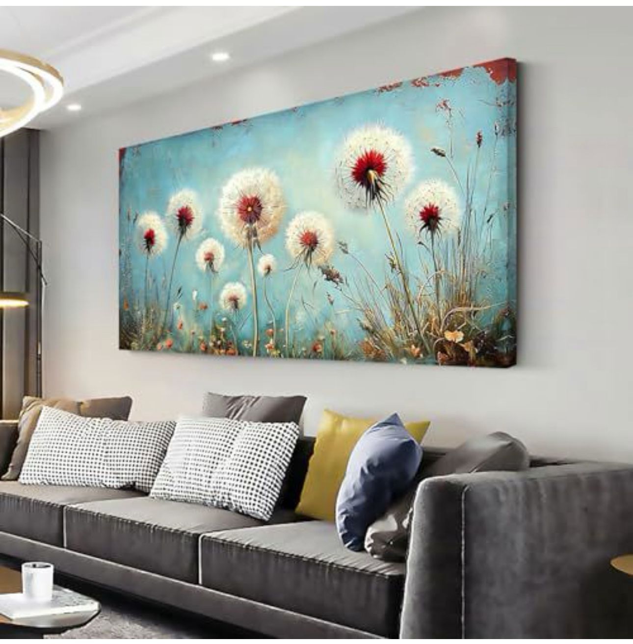 ZESTRILIA Dandelions Wall Art Retro Canvas Prints Modern Rustic Canvas Paintings Waterproof Artwork Landscape Picture