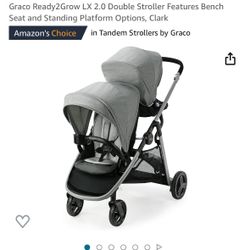 Graco Ready2Grow LX 2.0 Double Stroller Features Bench Seat and Standing Platform Options, Clark