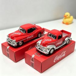Vintage Red Soda Delivery Diecast Car Models 4pc Retro Gift Set