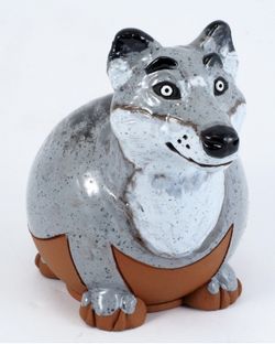 Ceramic Garden Decor - Wolf Lawn stake - Outdoor statue - Perfect, unique gifts for gardeners woman, men, yard gifts - Handmade, Frostproof