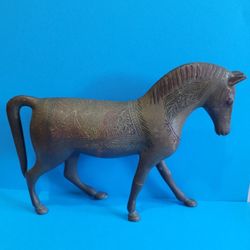 RARE Vintage Antique Bronze Horse Statue, Hand Painted & Detailed Figurine 6 X 9